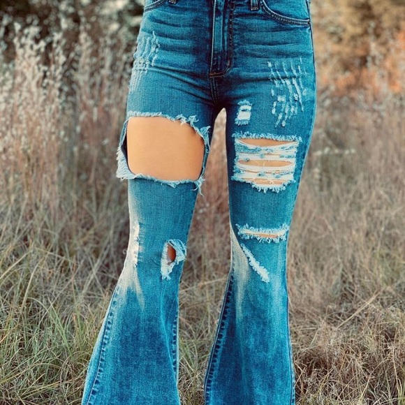 ripped bell bottom jeans